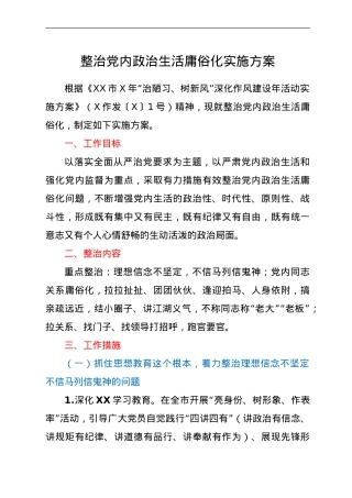 整治党内政治生活庸俗化实施方案.doc