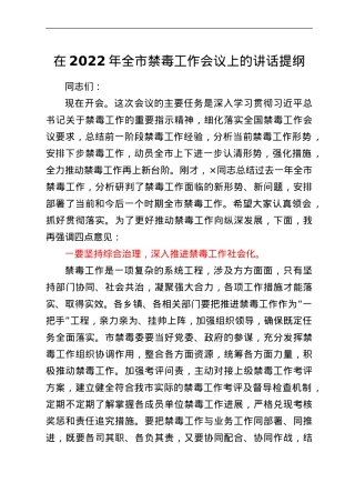 在2022年全市禁毒工作会议上的讲话提纲.doc