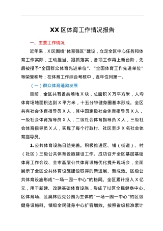 XX区体育工作情况报告.docx