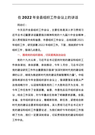 在2022年全县组织工作会议上的讲话.docx