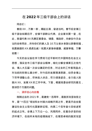 在2022年三级干部会上的讲话.docx