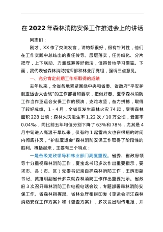 在2022年森林消防安保工作推进会上的讲话.doc