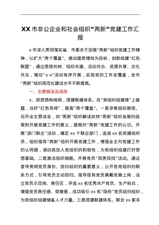 XX市非公企业和社会组织“两新”党建工作汇报.docx