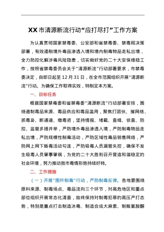 XX市清源断流行动“应打尽打”工作方案.docx