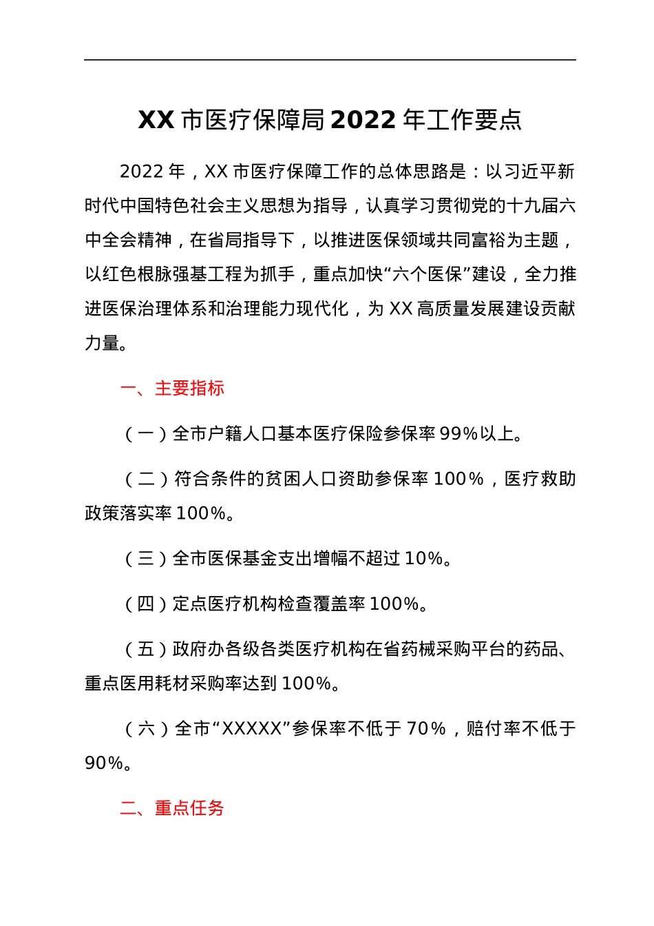 XX市医疗保障局2022年工作要点.docx_第1页