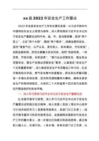 xx县2022年安全生产工作要点.docx