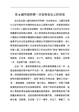 在x届市政府第一次全体会议上的讲话.docx