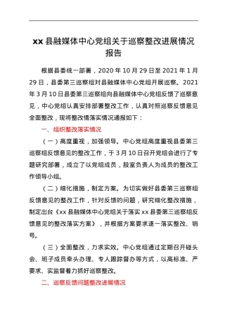 xx县融媒体中心党组关于巡察整改进展情况报告.docx