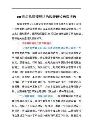 xx县应急管理局法治政府建设自查报告.docx