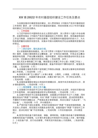 XX镇2022年农村基层组织建设工作任务及要点.docx