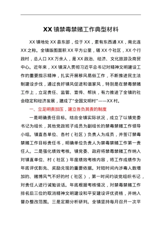 XX镇禁毒禁赌工作典型材料.docx