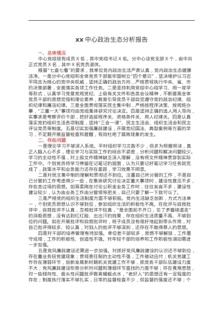 xx中心政治生态分析报告.docx