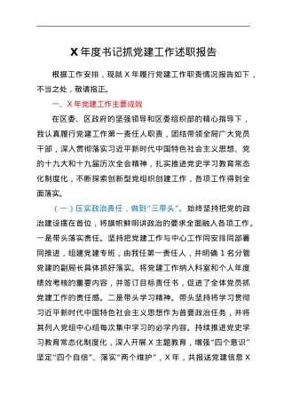 X年度书记抓党建工作述职报告.docx