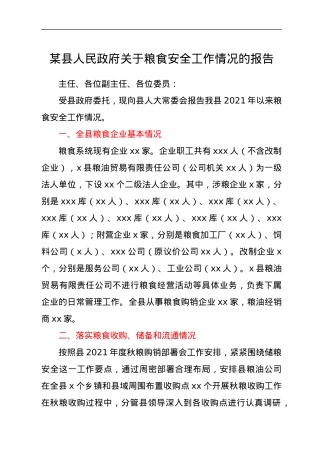 x县人民政府关于粮食安全工作情况的报告.docx