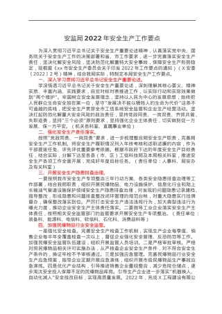 安监局2022年安全生产工作要点.docx