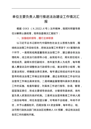 单位主要负责人履行推进法治建设工作情况汇报.docx