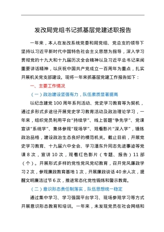 发改局党组书记抓基层党建述职报告.docx