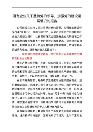公司加强党的建设工作情况报告.doc