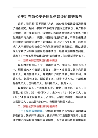 关于对当前公安分局队伍建设的调研报告.doc