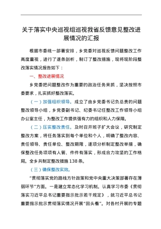 关于落实中央巡视组巡视我省反馈意见整改进展情况的汇报.docx
