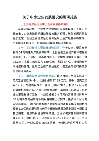 关于中小企业发展情况的调研报告.doc