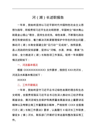 河（湖）长述职报告.docx