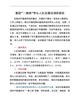 基层”一肩挑”带头人队伍建设调研报告.doc