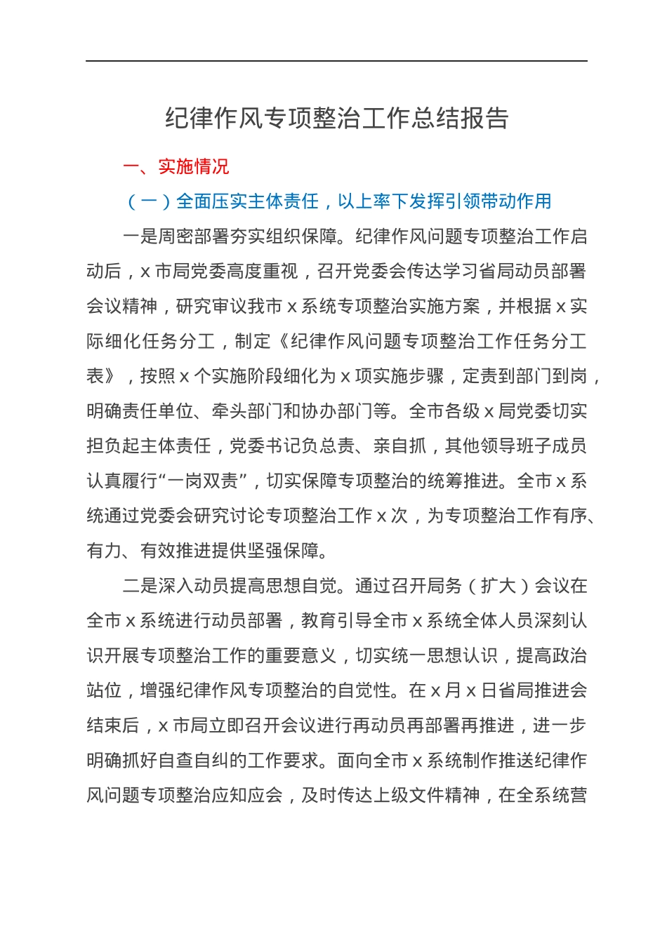 纪律作风专项整治工作总结报告.docx_第1页