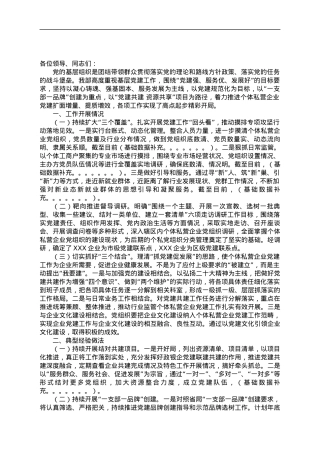 X区个体私营企业党委关于全区基层党建“创新创优突破年”发言稿.docx