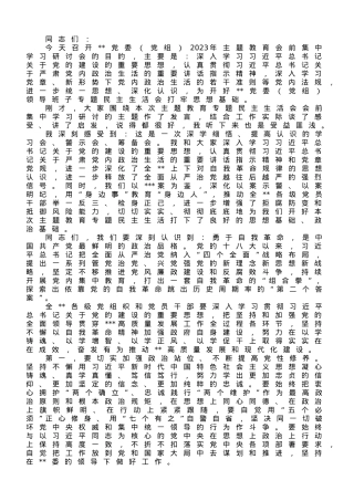 党委（党组）书记在2023年主题教育专题民主生活会会前学习集中研讨会上的发言.doc