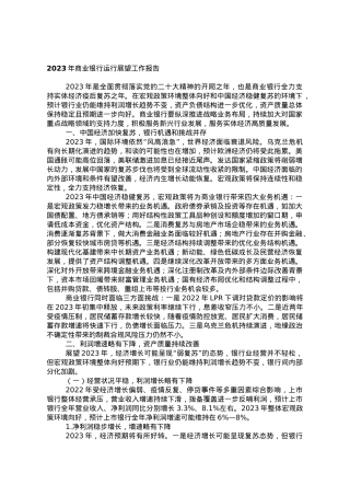 2023年商业银行运行展望工作报告（银行）.doc