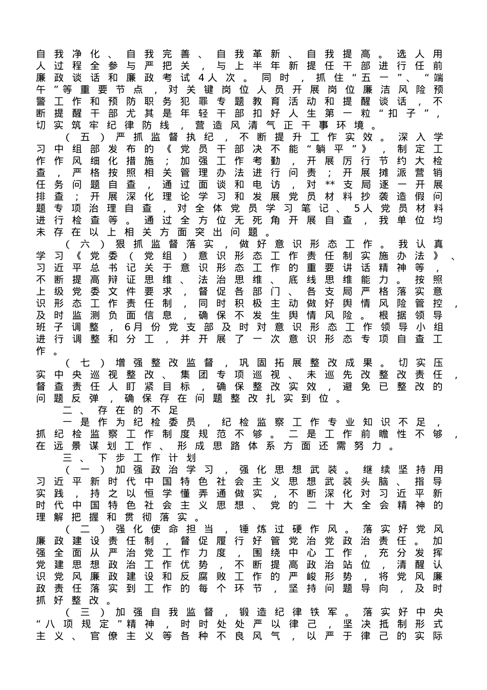 2023年上半年纪检委员工作报告.doc_第2页