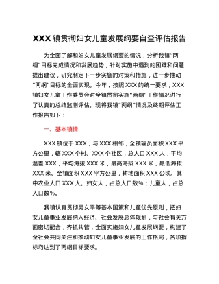 XXX镇贯彻妇女儿童发展纲要自查评估报告.docx