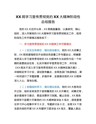 XX局学习宣传贯彻党的二十大精神阶段性总结报告.docx