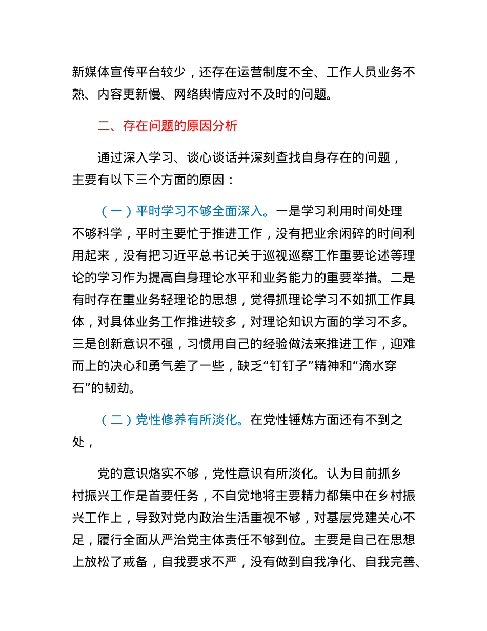 副书记落实市委巡察组反馈意见整改专题民主生活会发言提纲.docx_第3页