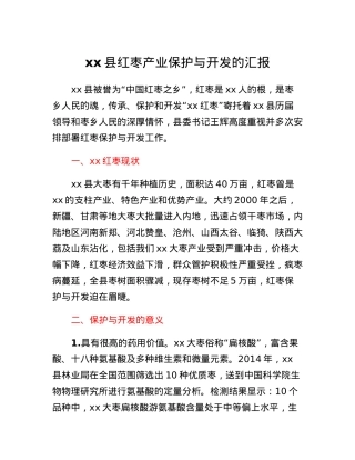 xx县红枣产业保护与开发的汇报.docx