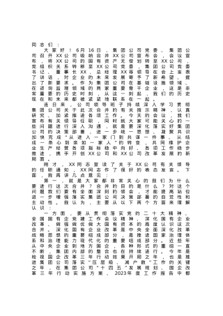 公司董事长在企业合并大会上的讲话.docx