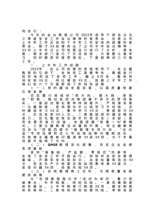 公司领导在2023年上半年工作会议上的总结讲话.docx