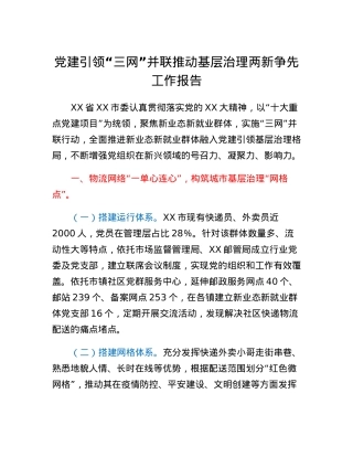 党建引领三网并联推动基层治理两新争先工作报告.docx