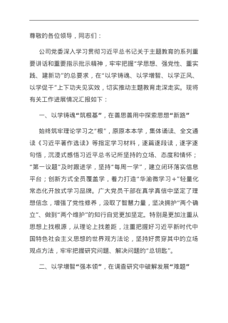 国企在市委主题教育专题调研督导会上的汇报发言.doc