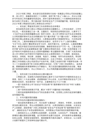 公司党支部2023年第三季度党员、职工队伍思想动态分析报告.doc