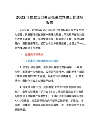 国企党支部书记抓基层党建工作述职报告.docx