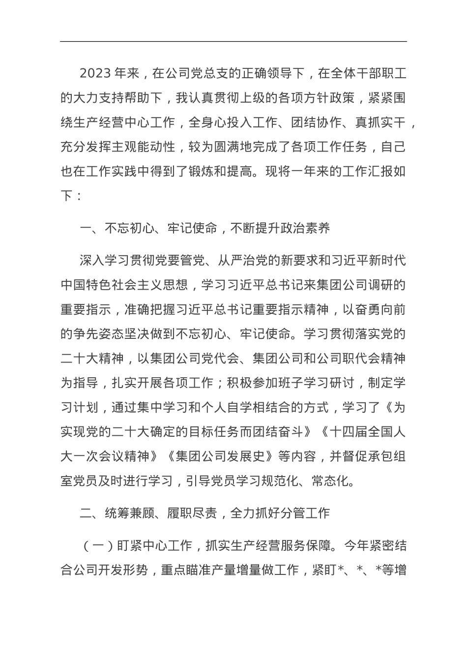 国企副职领导2023年度工作述职报告.doc_第1页