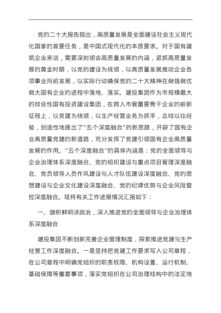 国企关于高质量党建引领高质量发展工作汇报.doc