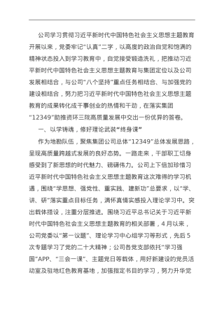 国企开展主题教育亮点工作情况总结汇报.doc