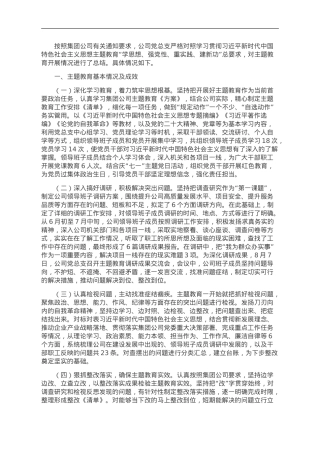 国企主题教育开展情况报告.doc