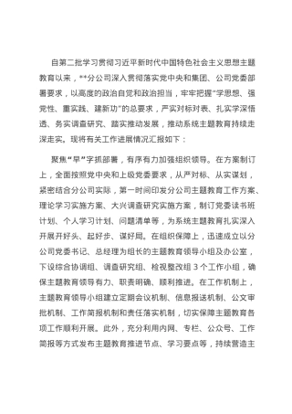 国有企业关于主题教育阶段性进展情况汇报.docx