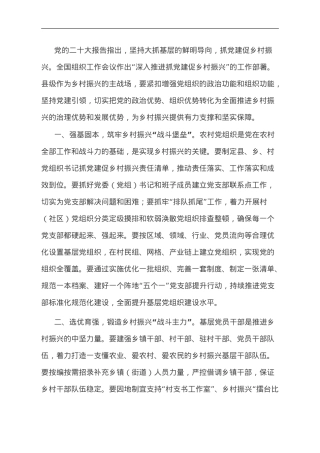 县委常委、组织部部长研讨发言：党建“导航” 推动乡村振兴“提档升级”.doc