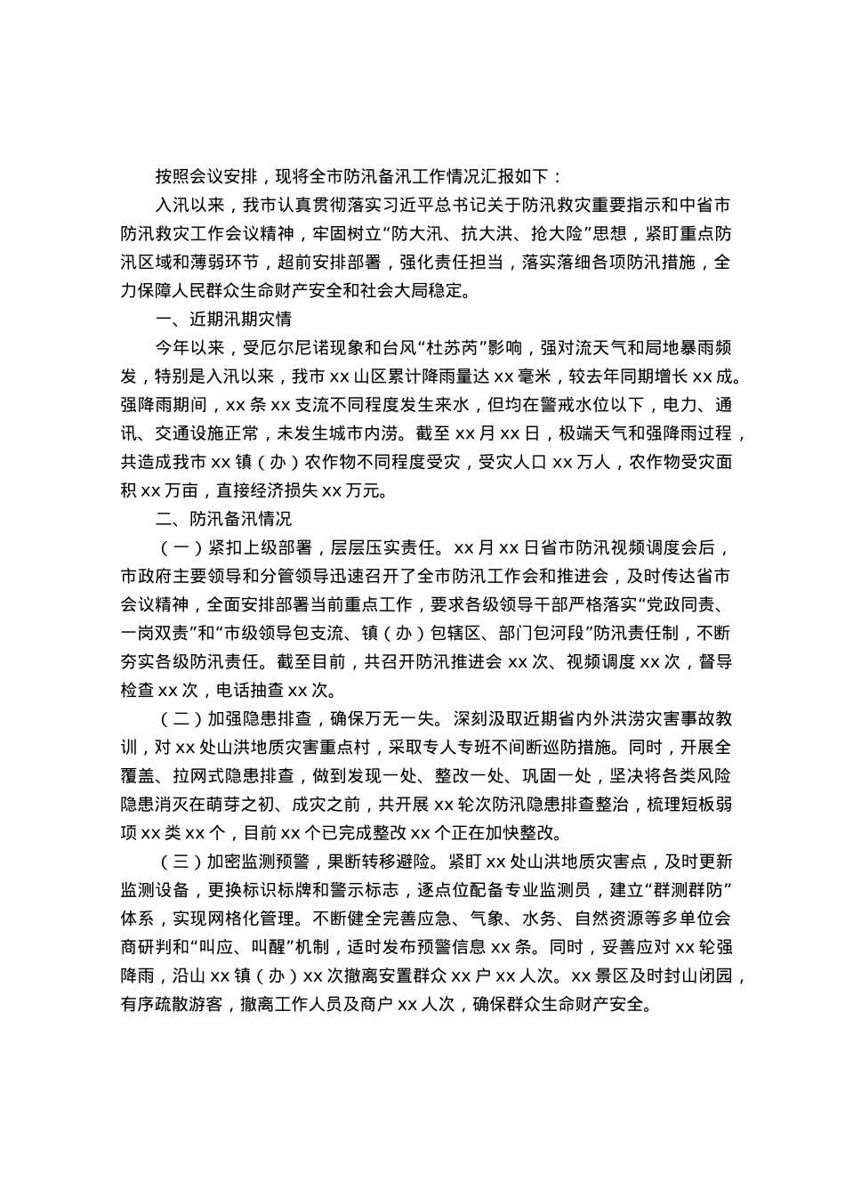 市防汛备汛工作情况的汇报.docx_第1页