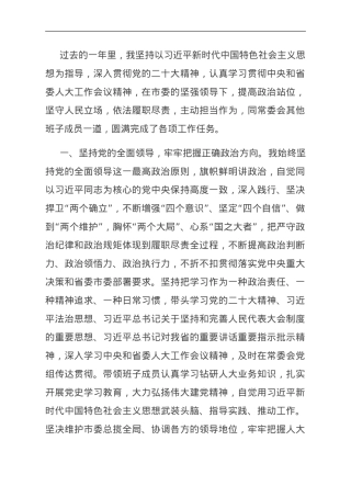 市人大常委会主任2023年述职报告.doc